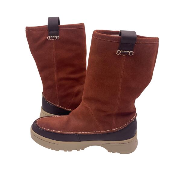 Sperry Keelan Rust Brown Suede Faux Fur Lined Winter Boots Womens 6 - Picture 6 of 8